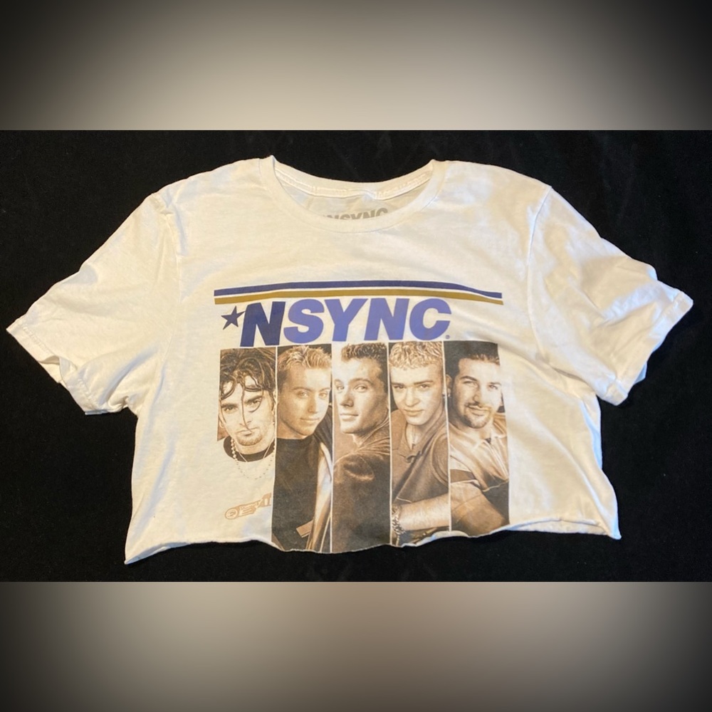 NSYNC SHIRT WOMENS (S) WHITE (CROP TOP) T-SHIRT NSYNC
